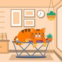 Orange Tabby Cat Enjoying His Lazy Time at Home vector