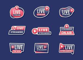 Youtube Live Label Set vector