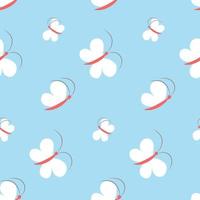 Seamless pattern with butterflies on blue. Background, backdrop vector