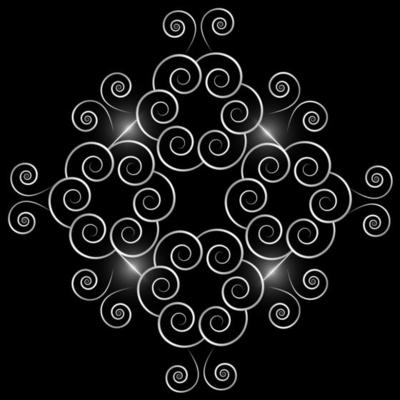 abstract silver curlies geometric design