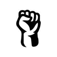 Silhouette raised fist hand clenched protest punch vector icon logo illustration isolated on white background.