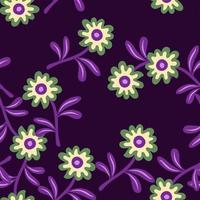 Cute flower seamless pattern in simple style. Hand drawn floral endless background. vector