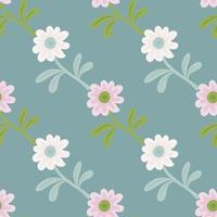 Cute flower seamless pattern in simple style. Hand drawn floral endless background. vector