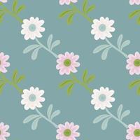 Cute flower seamless pattern in simple style. Hand drawn floral endless background. vector