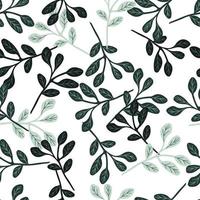 Simple branches with leaves seamless pattern. Organic endless background. Decorative forest leaf endless wallpaper. vector