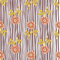 Cute flower seamless pattern in simple style. Hand drawn floral endless background. vector