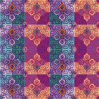 Ethnic floral mosaic seamless pattern. Abstract geometric ornamental wallpaper. vector