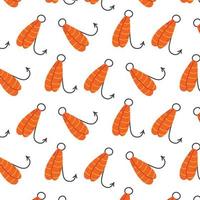 Seamless pattern with fish bait in flat style. Fishing tackle print. Vector illustration. Pattern with fishing.