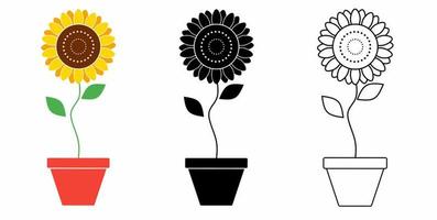 sunflower pot vector illustration isolated on white background