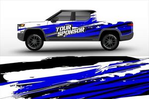 Pick up truck decal wrap design vector. Graphic modern abstract stripe racing background kit designs for wrap vehicle, race car, rally, adventure and livery vector