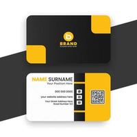 Modern abstract Yellow, Black and White color combination rounded corporate business card design vector template