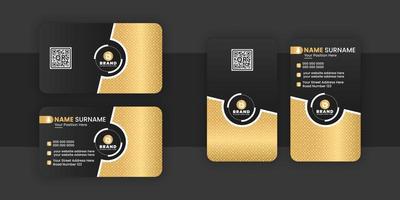 Golden and black color luxury rounded business card design horizontal and vertical vector template