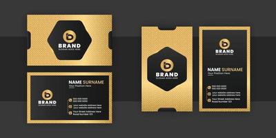 Luxury golden and black color business card design horizontal and vertical vector template