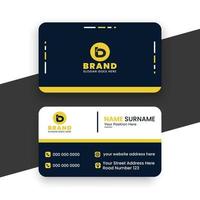 Modern Yellow, Black and Navy Blue color combination rounded corporate business card design vector template