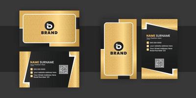 Luxury golden and black color business card horizontal and vertical vector template design