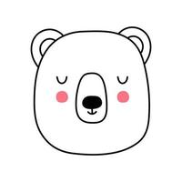 Bear Face Doodle. Vector illustration. Element for print, postcard and poster isolate on white background.