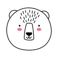 Bear Face Doodle style. Vector illustration. Element for print, postcard and poster isolate on white background.