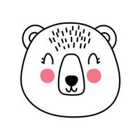 Childish cute Bear Face. Element for print, postcard and poster isolate on white background. Vector illustration