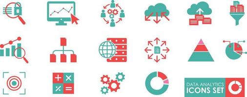 Set of Data analytics icons. Data analytics icon set. Solid icons vector collection.