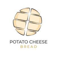 Korean Cheese Potato Bread Cartoon Illustration vector