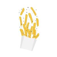 francés papas fritas ilustración logo en un papel envase vector