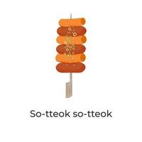 coreano calle comida ilustración logo entonces tteok entonces tteok tteokbokki con verde cebolla espolvorear vector