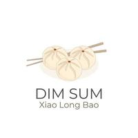 Illustration logo of a stuffed bun Dumpling Xiao Long Bao or shoronpou with chopsticks vector