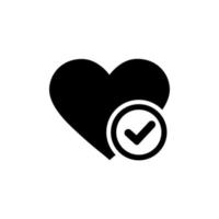 New Heart tick vector icon, flat design healthy heart with checkmark symbol illustration, Medicines for heart logo.