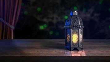 3d ramadan lykta på en skrivbord islamic bakgrund video