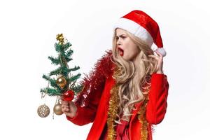 woman wearing santa costume decoration gifts christmas photo