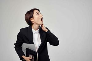 female manager documents Professional Job light background photo