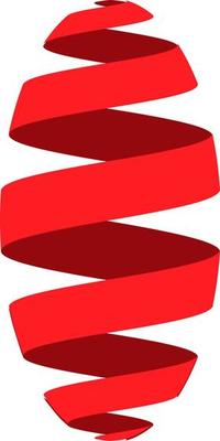 3D ribbon strip, centered geometric shapes oval