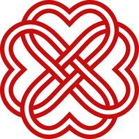 Celtic knot red hearts in the shape lower vector