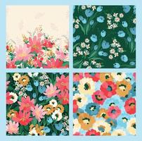 Floral seamless patterns and border. Vector design for paper, cover, fabric, interior decor and other use