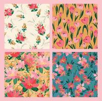 Set of lforal seamless patterns. Vector design for paper, cover, fabric, interior decor and other use
