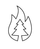 Vector black outline forest fire icon