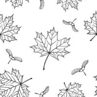 Seamless pattern with autumn maple leaves. Autumn holidays background. Hand drawn vector illustration.