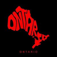 Ontario map lettering art. Ontario map typography on black. vector