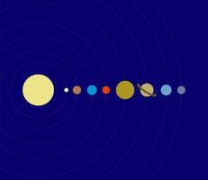 Solar system vector icon. The Nine Planets on blue background.