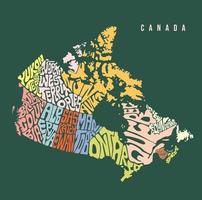 Canada map typography art. Canada map lettering. vector