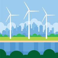 Wind Turbines In The Distance, Vector Graphics