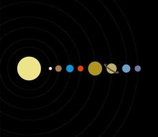 Solar system vector icon. The Nine Planets on black background.