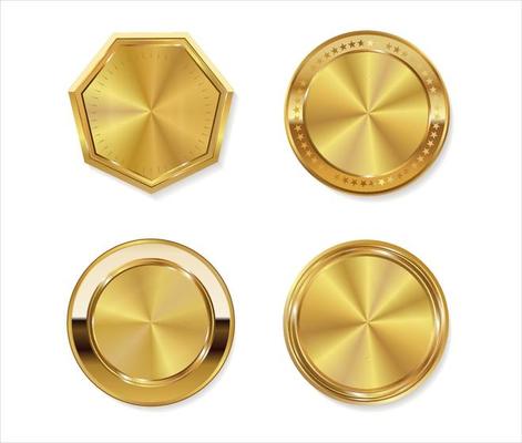 Collection of golden badges and labels retro style