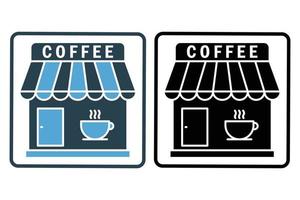 Coffee shop icon illustration. icon related to coffee element. Solid icon style. Simple vector design editable