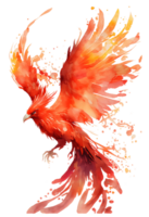 Aquarell Gemälde von ein Phönix Vogel auf ein transparent Hintergrund, png, generativ ai png