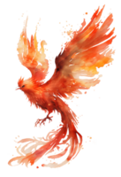 Aquarell Gemälde von ein Phönix Vogel auf ein transparent Hintergrund, png, generativ ai png