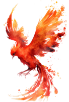 Aquarell Gemälde von ein Phönix Vogel auf ein transparent Hintergrund, png, generativ ai png