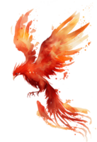 Aquarell Gemälde von ein Phönix Vogel auf ein transparent Hintergrund, png, generativ ai png