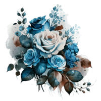 Aquarell Blumen- Strauß Komposition mit Rosen, png transparent Hintergrund, generativ ai.