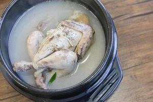samgyetang, chicken soup with ginseng, korean food photo
